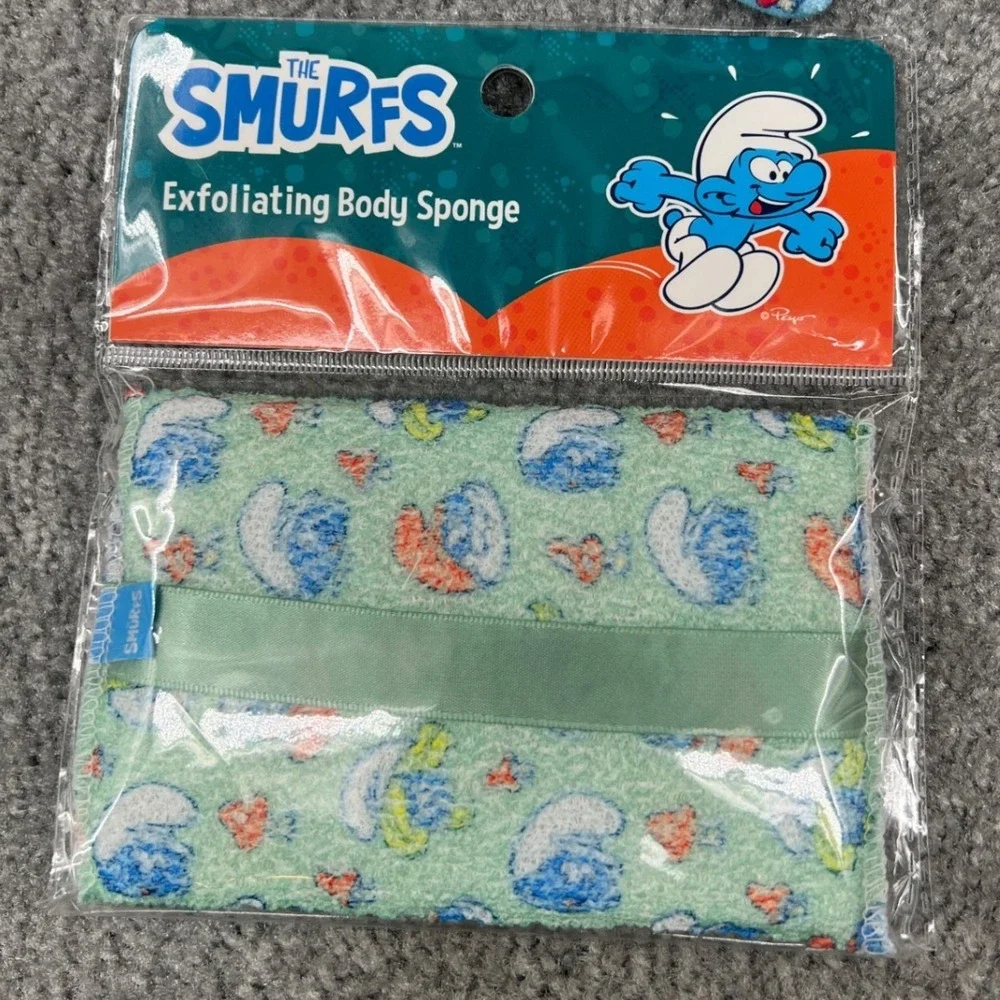 The Smurfs‎ Kids Bath Set Bundle Spa Headband Sponge Shower Cap NWT